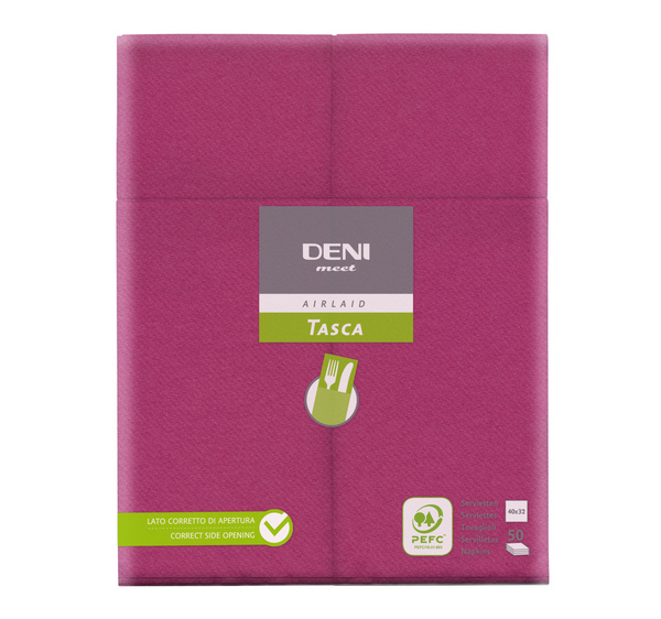 Deni meet Tasca Besteck-Servietten Airlaid, 40 × 32 cm, 1/8-Falzung, ortensia - Webstar - Hygiene- und Verbrauchsartikel - Medizin- und Pflegeprodukte - Kiosk- und Shopartikel - Fun Food Service - Schweiz - Articles d’hygiène et consommables - Produits médicaux et de soins - Produits de kiosque et de magasin - Fun Food Service - Suisse