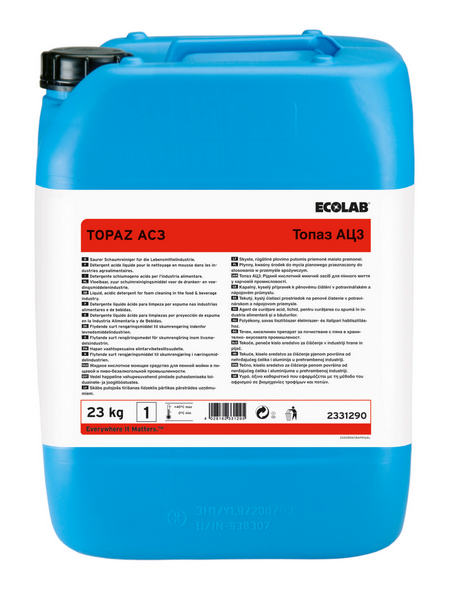 TOPAZ AC3 Schaumreiniger Flüssig, sauer, klare, farblose bis gelbliche Flüssigkeit, pH: 1.9 - 2.1, 23 kg - Webstar - Hygiene- und Verbrauchsartikel - Medizin- und Pflegeprodukte - Kiosk- und Shopartikel - Fun Food Service - Schweiz - Articles d’hygiène et consommables - Produits médicaux et de soins - Produits de kiosque et de magasin - Fun Food Service - Suisse