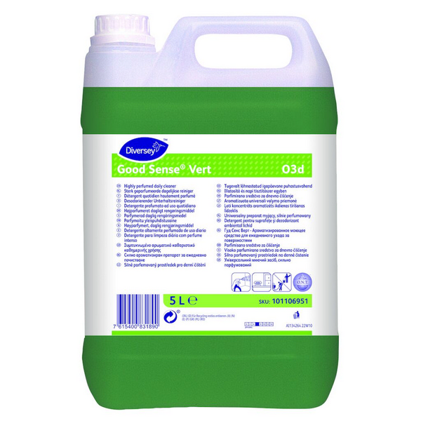 Good Sense Vert O3d hochparfümierter Allzweckreiniger Apfelduft, grün, flüssig, pH: 7, 5 Liter, Konzentrat - Webstar - Hygiene- und Verbrauchsartikel - Medizin- und Pflegeprodukte - Kiosk- und Shopartikel - Fun Food Service - Schweiz - Articles d’hygiène et consommables - Produits médicaux et de soins - Produits de kiosque et de magasin - Fun Food Service - Suisse