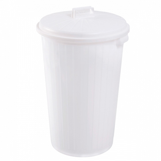 Abfalleimer aus Kunststoff mit Deckel, weiss Ø 37 cm