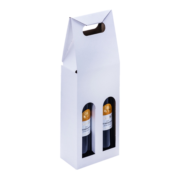 Flaschentragetasche weiss, Karton für 2 Flaschen 7-7.5 dl, 162 x 81 x 370 mm - Webstar - Hygiene- und Verbrauchsartikel - Medizin- und Pflegeprodukte - Articles d’hygiène et consommables - Produits médicaux et de soins