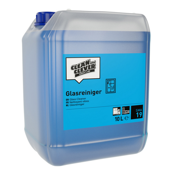 CLEAN and CLEVER Glasreiniger SMA 19 flüssig, blau, pH 10,5, 10 Liter, gebrauchsfertig und Konzentrat (je nach Anwendung) - Webstar - Hygiene- und Verbrauchsartikel - Medizin- und Pflegeprodukte - Kiosk- und Shopartikel - Fun Food Service - Schweiz - Articles d’hygiène et consommables - Produits médicaux et de soins - Produits de kiosque et de magasin - Fun Food Service - Suisse