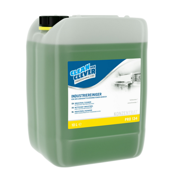 CLEAN and CLEVER Industriereiniger PRO 134 flüssig, grün, pH: 11,3, 10 Liter, Konzentrat - Webstar - Hygiene- und Verbrauchsartikel - Medizin- und Pflegeprodukte - Kiosk- und Shopartikel - Fun Food Service - Schweiz - Articles d’hygiène et consommables - Produits médicaux et de soins - Produits de kiosque et de magasin - Fun Food Service - Suisse