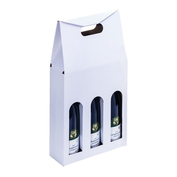 Flaschentragetasche weiss, Karton für 3 Flaschen 7-7.5 dl, 243 x 81 x 370 mm - Webstar - Hygiene- und Verbrauchsartikel - Medizin- und Pflegeprodukte - Articles d’hygiène et consommables - Produits médicaux et de soins