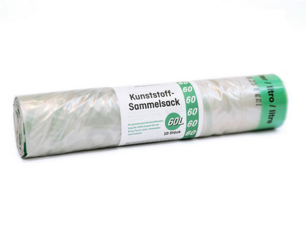 Sammelsäcke 60l Bring Plastic back Kanton Bern 10 Säcke pro Rolle - Webstar - Hygiene- und Verbrauchsartikel - Medizin- und Pflegeprodukte - Kiosk- und Shopartikel - Fun Food Service - Schweiz - Articles d’hygiène et consommables - Produits médicaux et de soins - Produits de kiosque et de magasin - Fun Food Service - Suisse