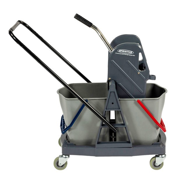 CLEAN and CLEVER Doppelfahrwagen Kunststoff, 2 × Eimer à 17 Liter, mit Presse, ohne Metallkorb, 83 × 45 × 88 cm, grau - Webstar - Hygiene- und Verbrauchsartikel - Medizin- und Pflegeprodukte - Kiosk- und Shopartikel - Fun Food Service - Schweiz - Articles d’hygiène et consommables - Produits médicaux et de soins - Produits de kiosque et de magasin - Fun Food Service - Suisse