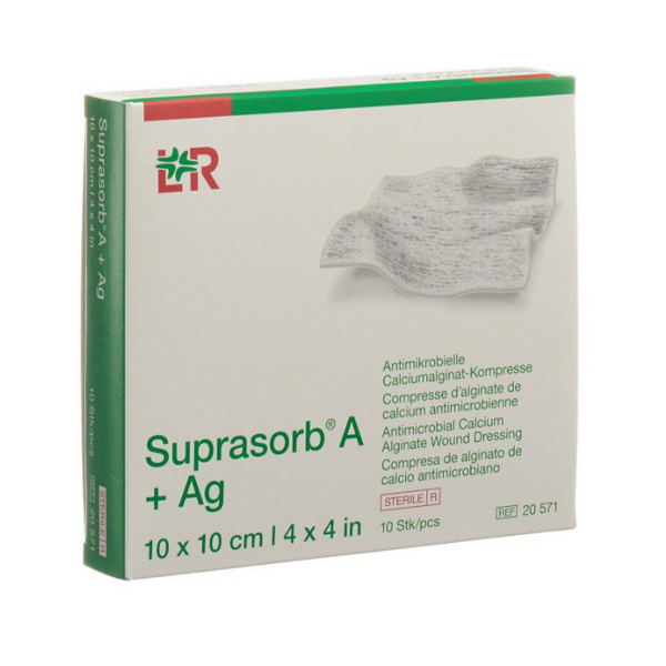 Suprasorb A+Ag Antimikrobieller Calciumalginat-Verband mit Silber, steril, 10 x 10cm - Webstar - Hygiene- und Verbrauchsartikel - Medizin- und Pflegeprodukte - Kiosk- und Shopartikel - Fun Food Service - Schweiz - Articles d’hygiène et consommables - Produits médicaux et de soins - Produits de kiosque et de magasin - Fun Food Service - Suisse