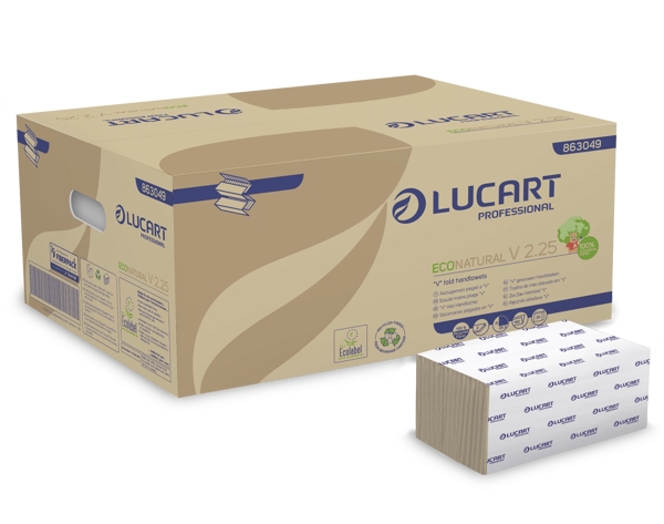 Lucart EcoNatural V 2.25 Handtuch V-Falzung, Recycling, 2-lagig, havanna, 25,3 × 21 cm, 190 Blatt, Lucart-Prägung - Webstar - Hygiene- und Verbrauchsartikel - Medizin- und Pflegeprodukte - Kiosk- und Shopartikel - Fun Food Service - Schweiz - Articles d’hygiène et consommables - Produits médicaux et de soins - Produits de kiosque et de magasin - Fun Food Service - Suisse