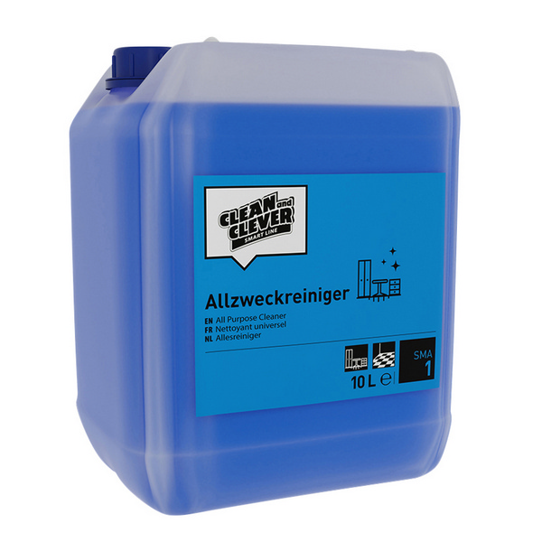 CLEAN and CLEVER Allzweckreiniger SMA1 flüssig, blau, Ammoniak-Geruch, pH: 11, 10 Liter - Webstar - Hygiene- und Verbrauchsartikel - Medizin- und Pflegeprodukte - Kiosk- und Shopartikel - Fun Food Service - Schweiz - Articles d’hygiène et consommables - Produits médicaux et de soins - Produits de kiosque et de magasin - Fun Food Service - Suisse