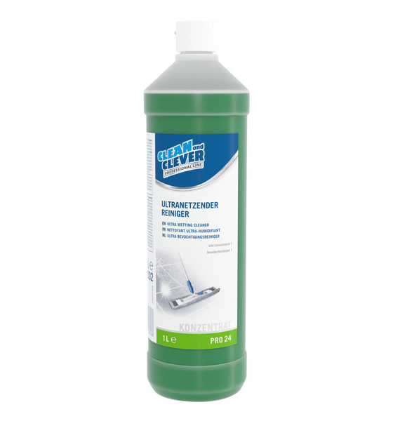CLEAN and CLEVER ultranetzender Reiniger PRO 24 flüssig, grün, chrakteristischer Geruch, pH: 10, 12 × 1 Liter - Webstar - Hygiene- und Verbrauchsartikel - Medizin- und Pflegeprodukte - Kiosk- und Shopartikel - Fun Food Service - Schweiz - Articles d’hygiène et consommables - Produits médicaux et de soins - Produits de kiosque et de magasin - Fun Food Service - Suisse