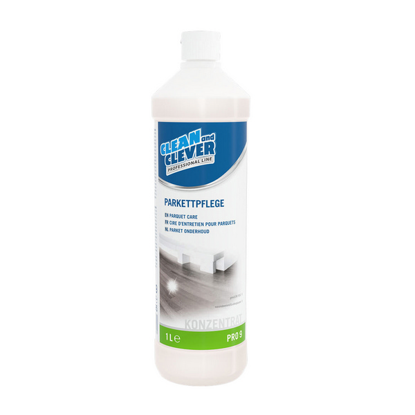 CLEAN and CLEVER Parkettpflege PRO 9 flüssig, weiss, leicht parfümierter Geruch, pH: 8-9, 12 × 1 Liter - Webstar - Hygiene- und Verbrauchsartikel - Medizin- und Pflegeprodukte - Kiosk- und Shopartikel - Fun Food Service - Schweiz - Articles d’hygiène et consommables - Produits médicaux et de soins - Produits de kiosque et de magasin - Fun Food Service - Suisse