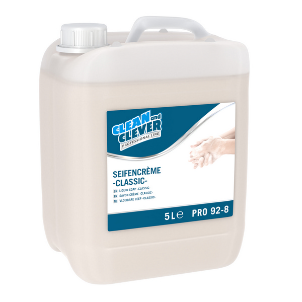 CLEAN and CLEVER Seifencreme PRO 92-8 sanfter orientalischer Duft, weiss, ph-neutral, 5 Liter - Webstar - Hygiene- und Verbrauchsartikel - Medizin- und Pflegeprodukte - Kiosk- und Shopartikel - Fun Food Service - Schweiz - Articles d’hygiène et consommables - Produits médicaux et de soins - Produits de kiosque et de magasin - Fun Food Service - Suisse