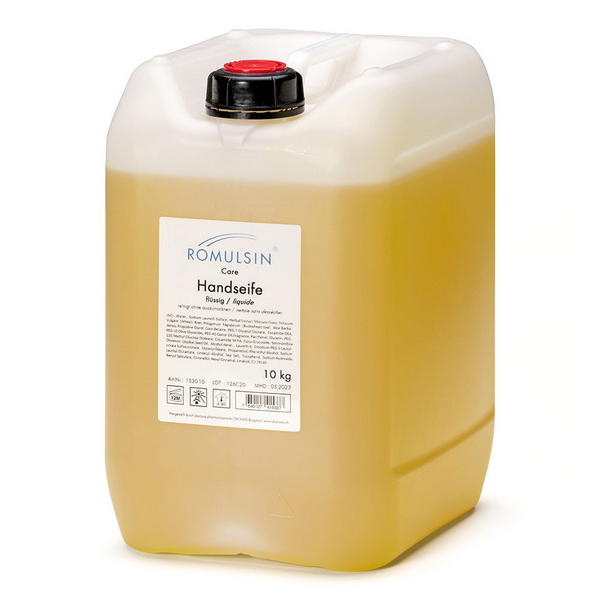 ROMULSIN Handseife flüssig Weizenkleie Hergestellt mit Aloe Vera und D-Panthenol, Bidon à 10kg - Webstar - Hygiene- und Verbrauchsartikel - Medizin- und Pflegeprodukte - Kiosk- und Shopartikel - Fun Food Service - Schweiz - Articles d’hygiène et consommables - Produits médicaux et de soins - Produits de kiosque et de magasin - Fun Food Service - Suisse