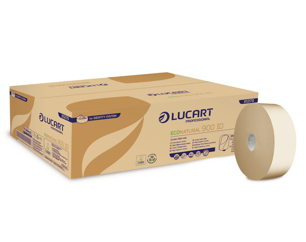 Lucart EcoNatural 900 ID Toilettenpapier Mini Jumbo Recycling, 2-lagig, havanna, 9,1 cm × 202 lfm, Rolle à 900 Blatt, Aussen Ø 19 cm, Innen Ø 3,8 cm, Microprägung - Webstar - Hygiene- und Verbrauchsartikel - Medizin- und Pflegeprodukte - Kiosk- und Shopartikel - Fun Food Service - Schweiz - Articles d’hygiène et consommables - Produits médicaux et de soins - Produits de kiosque et de magasin - Fun Food Service - Suisse