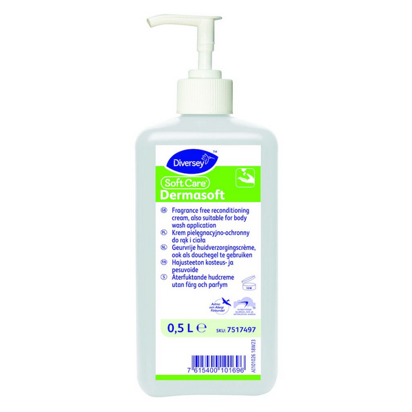 Soft Care Dermasoft Hautpflegecreme weiss, flüssig, pH: 7, parfüm- und parabenfrei, 500 ml, gebrauchsfertig - Webstar - Hygiene- und Verbrauchsartikel - Medizin- und Pflegeprodukte - Kiosk- und Shopartikel - Fun Food Service - Schweiz - Articles d’hygiène et consommables - Produits médicaux et de soins - Produits de kiosque et de magasin - Fun Food Service - Suisse