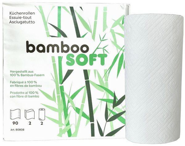 Küchenrollen Bamboo SOFT Bambus Zellstoff, 2-lagig, Rolle à 90 Blatt, 23 x 25 cm, weiss - Webstar - Hygiene- und Verbrauchsartikel - Medizin- und Pflegeprodukte - Kiosk- und Shopartikel - Fun Food Service - Schweiz - Articles d’hygiène et consommables - Produits médicaux et de soins - Produits de kiosque et de magasin - Fun Food Service - Suisse