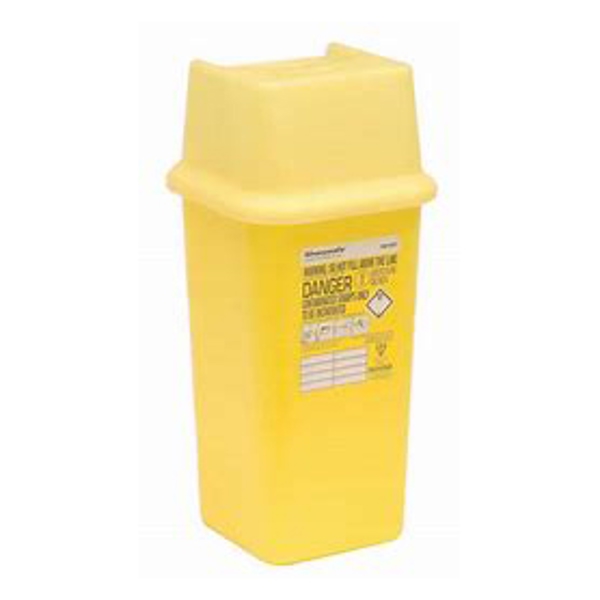 Sharpsafe Sicherheitsbehälter grau, mit gelbem Deckel
