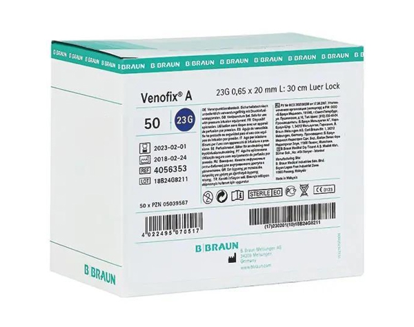 Venofix Safety steril Sicherheits-Venenpunktionsbesteck zur kurzzeitigen Injektion, Infusion, Transfusion und Blutentnahme blau 23g 0.65x 19mm - Webstar - Hygiene- und Verbrauchsartikel - Medizin- und Pflegeprodukte - Articles d’hygiène et consommables - Produits médicaux et de soins