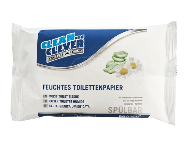 CLEAN and CLEVER feuchtes Toilettenpapier PRO 437 mit Aloe Vera und Gänseblümchen, spülbar Paket à 48 Tücher - Webstar - Hygiene- und Verbrauchsartikel - Medizin- und Pflegeprodukte - Articles d’hygiène et consommables - Produits médicaux et de soins