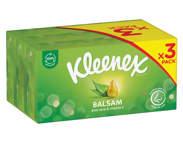 Kosmetiktuch Kleenex Balsam Box Trio 4-lagig, weiss Box à 56 Tücher - Webstar - Hygiene- und Verbrauchsartikel - Medizin- und Pflegeprodukte - Articles d’hygiène et consommables - Produits médicaux et de soins
