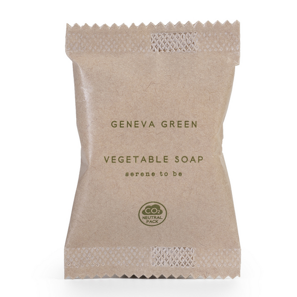 Seife im Flowpack, Geneva Green, weiss, 15 gr. - Webstar - Hygiene- und Verbrauchsartikel - Medizin- und Pflegeprodukte - Articles d’hygiène et consommables - Produits médicaux et de soins