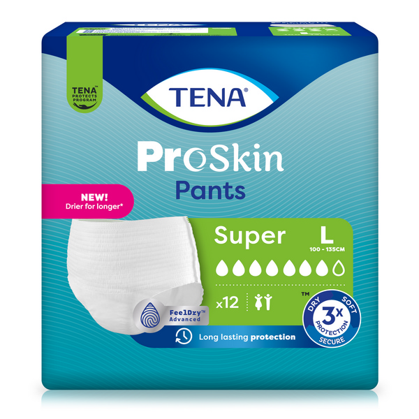 TENA Pants Super Pro Skin Large saugfähige Einweghose, 100% atmungsaktiv, Odour Control Geruchsbinder Hüfte 100 - 135 cm - Webstar - Hygiene- und Verbrauchsartikel - Medizin- und Pflegeprodukte - Articles d’hygiène et consommables - Produits médicaux et de soins