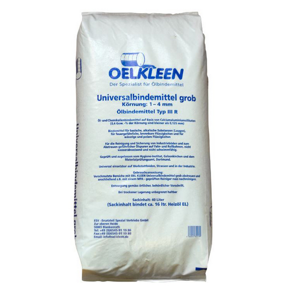 OEL-KLEEN Universalbindemittel geruchlos, fest / granulat, pH: 10 (10% Suspension) 40 Liter - Webstar - Hygiene- und Verbrauchsartikel - Medizin- und Pflegeprodukte - Articles d’hygiène et consommables - Produits médicaux et de soins