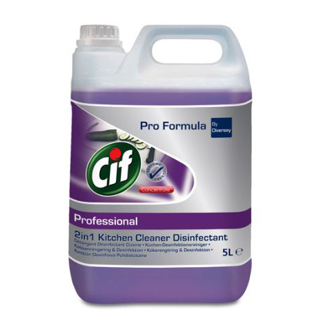 Cif Professional Safeguard 2in1 Desinfektionsreiniger produktspezifischer Geruch, lila, flüssig, pH: 11 reinigt und desinfiziert alle harten Oberflächen in einem Schritt, auch in Lebensmittelbereichen 5 Liter - Webstar - Hygiene- und Verbrauchsartikel - Medizin- und Pflegeprodukte - Articles d’hygiène et consommables - Produits médicaux et de soins