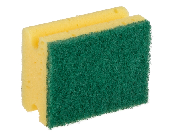 Pad-Schwamm Profi klein 9,5 × 7 × 4,8 cm gelb mit grünem Pad - Webstar - Hygiene- und Verbrauchsartikel - Medizin- und Pflegeprodukte - Articles d’hygiène et consommables - Produits médicaux et de soins
