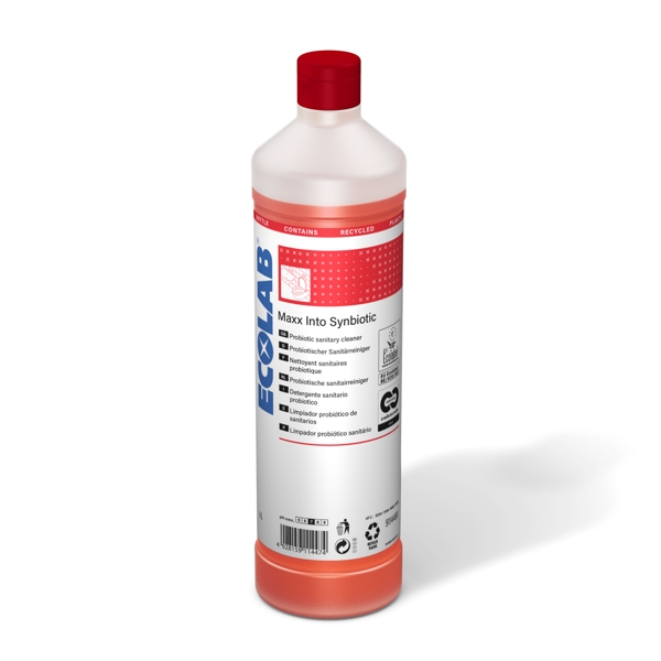 MAXX Into Synbiotic Santiärreiniger charakterischer Geruch, rot, flüssig, pH: 7 Synbiotischer Sanitärreiniger mit einer Kombination aus Prä- und Probiotika sowie hochwirksamen, biologisch abbaubaren Tensiden für eine optimale Reinigungsleistung bei Verschmutzungen in Sanitärräumen. 1 Liter, Konzentrat - Webstar - Hygiene- und Verbrauchsartikel - Medizin- und Pflegeprodukte - Articles d’hygiène et consommables - Produits médicaux et de soins