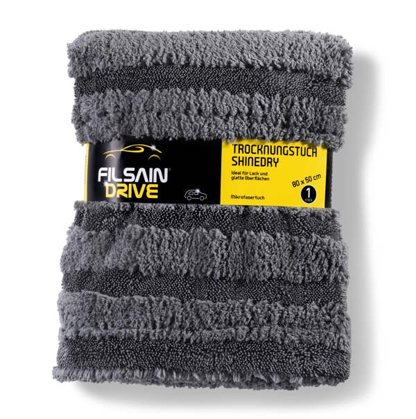Auto Trocknungstuch Shinedry 80 × 50 cm, 1200 g/m², Ideal für die Trocknung von Lack und glatten Oberflächen. Maximale Wasseraufnahme, superschnelles Ergebnis, rückstandloses Auftrocknen, ultrafeine Schlingen und High-polish Faser. schwarz - Webstar - Hygiene- und Verbrauchsartikel - Medizin- und Pflegeprodukte - Articles d’hygiène et consommables - Produits médicaux et de soins