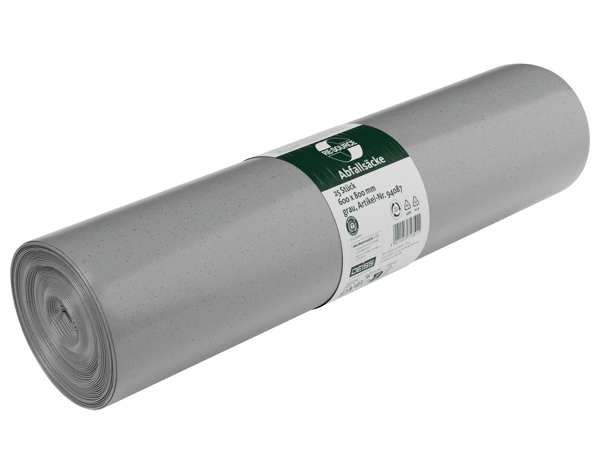 Kehrichtsäcke ohne Verschlussband 60 Liter, LD-PE Recycling, grau 600 x 800 mm, 0.033mm, Rolle à 25 Säcke - Webstar - Hygiene- und Verbrauchsartikel - Medizin- und Pflegeprodukte - Articles d’hygiène et consommables - Produits médicaux et de soins