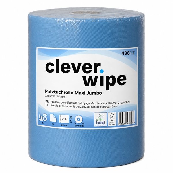 Papierwischtücher Jumbo Maxi Clever Wipe
