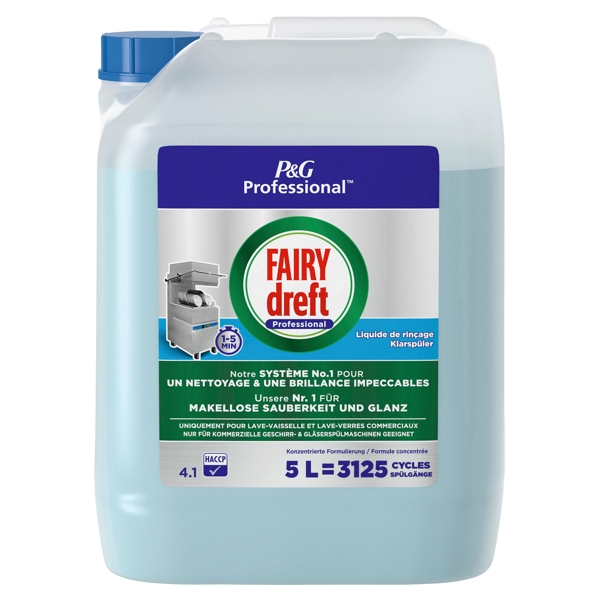 Fairy Professional Klarspüler geruchlos, gefärbt, flüssig, pH: 3 5 Liter - Webstar - Hygiene- und Verbrauchsartikel - Medizin- und Pflegeprodukte - Articles d’hygiène et consommables - Produits médicaux et de soins