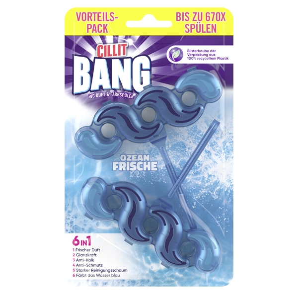 Cilit Bang 6 in 1 WC Duft und Farbspüler Ozeane Frische