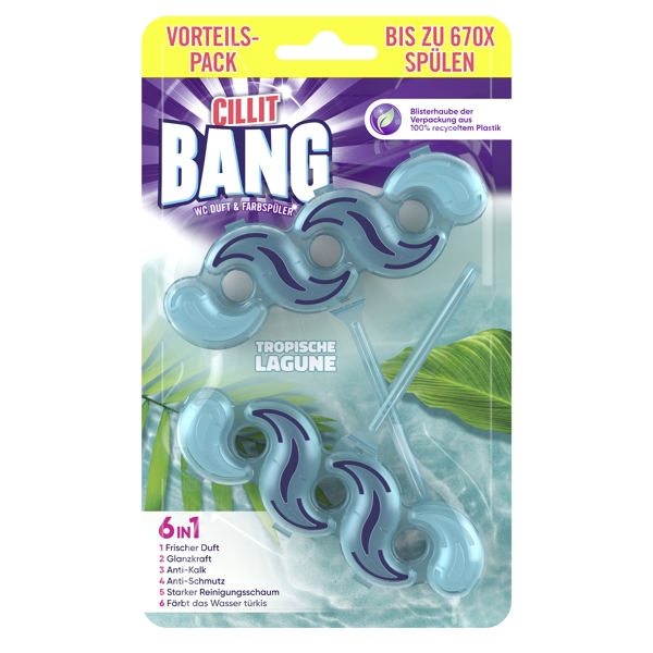 Cilit Bang 6 in 1 WC Duft und Farb- spüler Tropische Lagune