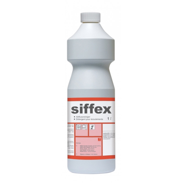 Siffex Ablaufreiniger charakteristischer Geruch, gelb, flüssig, pH: 12,5 1 Liter - Webstar - Hygiene- und Verbrauchsartikel - Medizin- und Pflegeprodukte - Articles d’hygiène et consommables - Produits médicaux et de soins