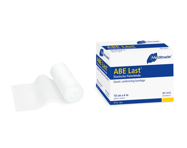 Elastische Kohäsive Fixierbinde ABE® Last® haft, 70 % Polyester / 30 % Polyamid, Dehnbarkeit 60% lateshaltig 4 m x 10cm - Webstar - Hygiene- und Verbrauchsartikel - Medizin- und Pflegeprodukte - Articles d’hygiène et consommables - Produits médicaux et de soins