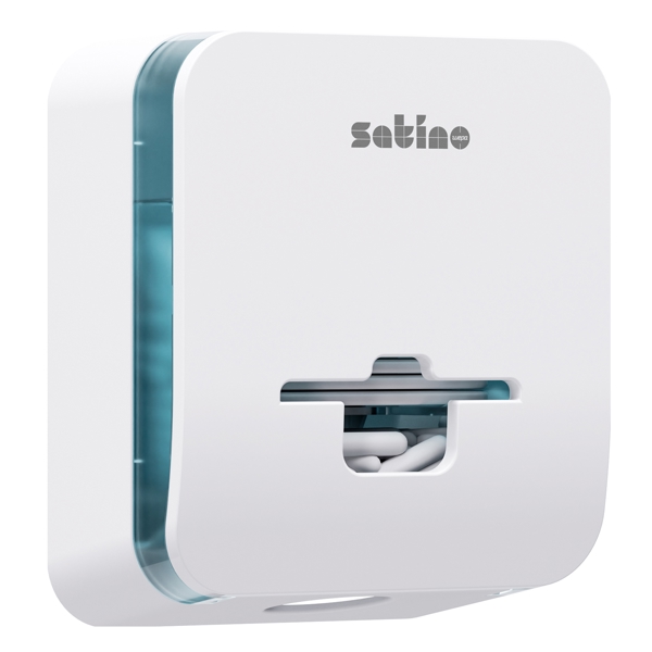 Satino Damenhygienespender Fem Care 3 in 1 - FC1 System Kunststoff, B: 212 T: 116 H: 251 mm - Füllkapazität für Hygienebeutel, 30 Binden und 160 Tampons, mit Sichtfenster weiss - Webstar - Hygiene- und Verbrauchsartikel - Medizin- und Pflegeprodukte - Articles d’hygiène et consommables - Produits médicaux et de soins