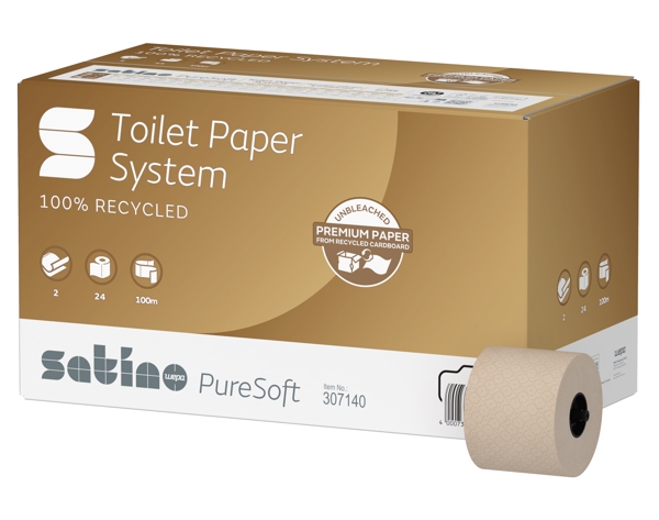 WC-Papier 2-lagig Satino PureSoft,100m beige, Recycling 724 cps, 9,8x13,8cm JT3 System - Webstar - Hygiene- und Verbrauchsartikel - Medizin- und Pflegeprodukte - Articles d’hygiène et consommables - Produits médicaux et de soins