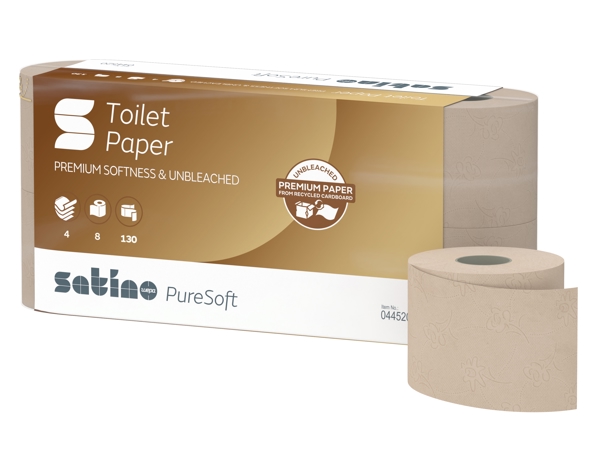 WC-Papier 4-lagig PureSoft, 18m beige, Recycling 130 cps, 9,4x13,8cm MT1 System - Webstar - Hygiene- und Verbrauchsartikel - Medizin- und Pflegeprodukte - Articles d’hygiène et consommables - Produits médicaux et de soins