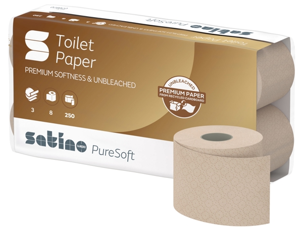 WC-Papier 3-lagig PureSoft, 27,5m beige, Recycling 250 cps, 9,4x11cm MT1 System - Webstar - Hygiene- und Verbrauchsartikel - Medizin- und Pflegeprodukte - Articles d’hygiène et consommables - Produits médicaux et de soins