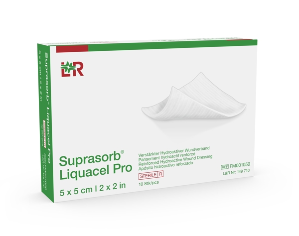 Suprasorb Liquacel Pro Lock-In Technologie bindet Bakterien und Zelltrümmer und reduziert die mikrobielle Belastung. steril 5 x 5 cm - Webstar - Hygiene- und Verbrauchsartikel - Medizin- und Pflegeprodukte - Articles d’hygiène et consommables - Produits médicaux et de soins