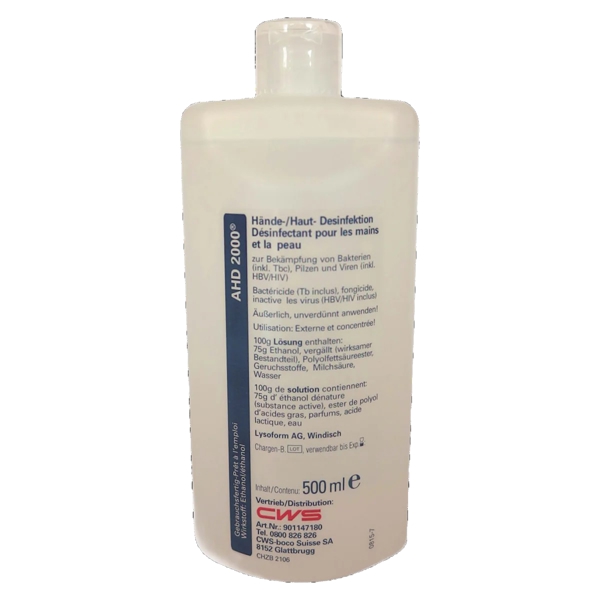 AHD 2000 Handdesinfektion, Ethanol 12 x 500 ml - Webstar - Hygiene- und Verbrauchsartikel - Medizin- und Pflegeprodukte - Articles d’hygiène et consommables - Produits médicaux et de soins