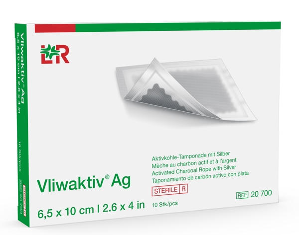 Vliwaktiv Ag Aktivkohle-Tampon mit Silber, steril 6.5 x 10 cm - Webstar - Hygiene- und Verbrauchsartikel - Medizin- und Pflegeprodukte - Articles d’hygiène et consommables - Produits médicaux et de soins