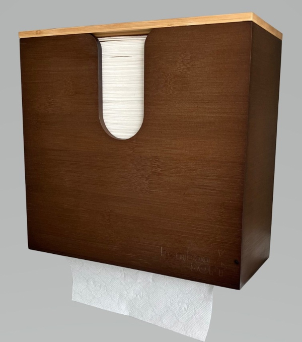 Dispenser Bamboosoft für Falthandtücher Multifold Der Spender ist für Falthandtücher mit Z, V, C, W und M -Falz geeignet 29,5 x 13 x 28 cm, 100% Bambusholz - Webstar - Hygiene- und Verbrauchsartikel - Medizin- und Pflegeprodukte - Articles d’hygiène et consommables - Produits médicaux et de soins