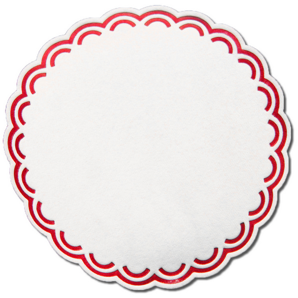 Mank Tissue Gläserunterlagen Ø 9 cm, rund, 7-lagig, weiss, Rand bordeaux - Webstar - Hygiene- und Verbrauchsartikel - Medizin- und Pflegeprodukte - Kiosk- und Shopartikel - Fun Food Service - Schweiz - Articles d’hygiène et consommables - Produits médicaux et de soins - Produits de kiosque et de magasin - Fun Food Service - Suisse