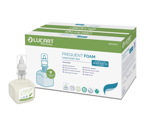 Lucart Identity Schaumseife Frequent Foam hypoallergen, neutraler Duft, mit Aloe Vera angereichert, pH-neutral, 1000 Portionen 400 ml - Webstar - Hygiene- und Verbrauchsartikel - Medizin- und Pflegeprodukte - Articles d’hygiène et consommables - Produits médicaux et de soins