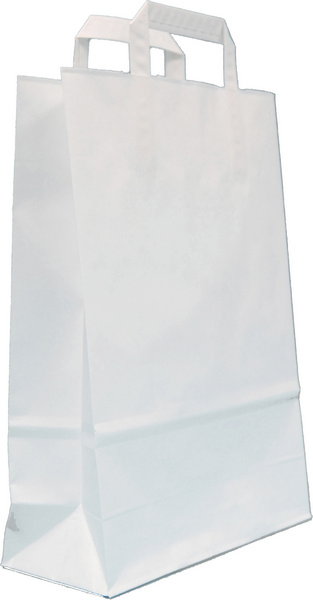 Tragtaschen Kraft-Papier, mit Klotzboden, weiss, 33 × 26 + 10 cm, 90 g/m² - Webstar - Hygiene- und Verbrauchsartikel - Medizin- und Pflegeprodukte - Kiosk- und Shopartikel - Fun Food Service - Schweiz - Articles d’hygiène et consommables - Produits médicaux et de soins - Produits de kiosque et de magasin - Fun Food Service - Suisse