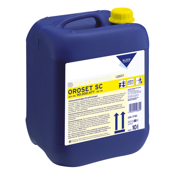 Kleen Purgatis OROSET SC Allzweckreiniger chlorhaltiger Geruch, gelb, flüssig, pH: 13, phosphatfrei 10 Liter - Webstar - Hygiene- und Verbrauchsartikel - Medizin- und Pflegeprodukte - Articles d’hygiène et consommables - Produits médicaux et de soins